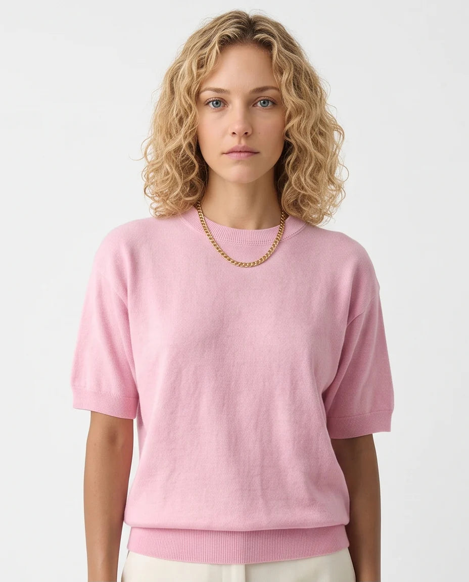 Soft Blush Short Sleeve Knit Tee