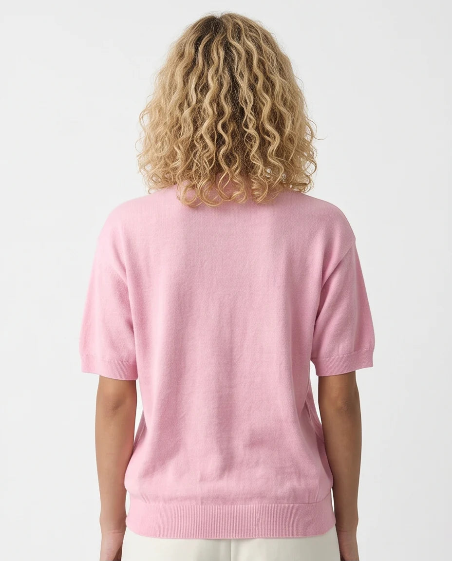 Soft Blush Short Sleeve Knit Tee