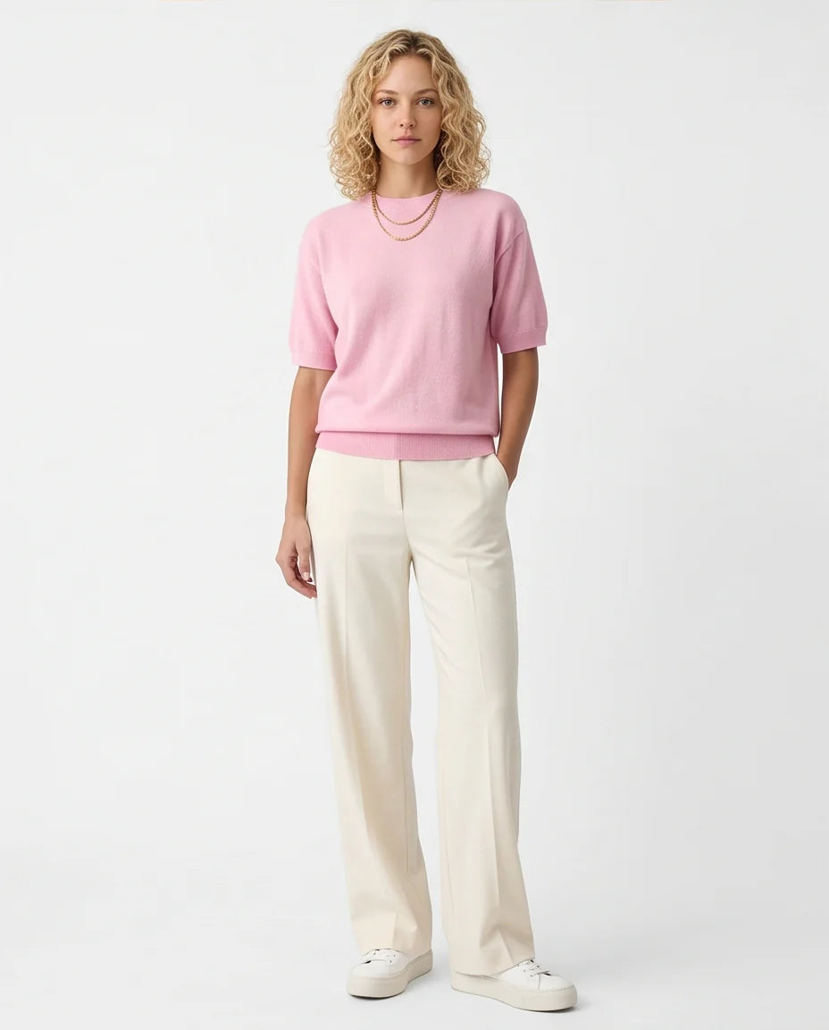 Soft Blush Short Sleeve Knit Tee