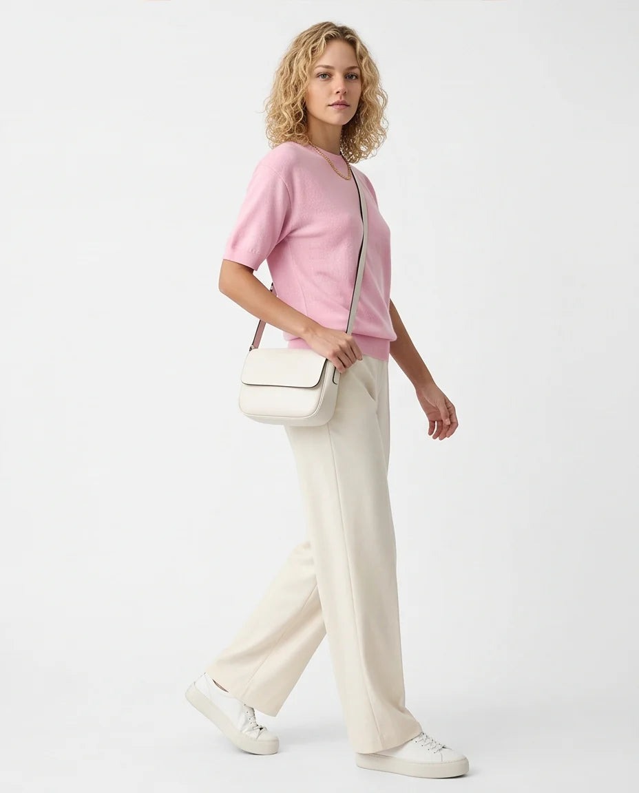 Soft Blush Short Sleeve Knit Tee