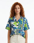 Vibrant Graphic Print Oversized Linen Shirt - R216955