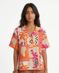 Vibrant Graphic Print Oversized Linen Shirt -